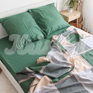 Семейное постельное белье ™KrisPol, сатин King Size 45234-4, “Мотивы зеленого”