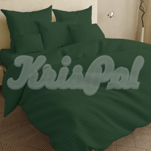 Полуторное постельное белье ™KrisPol, бязь Lux 5110034-1, темно-зеленый (полоска)