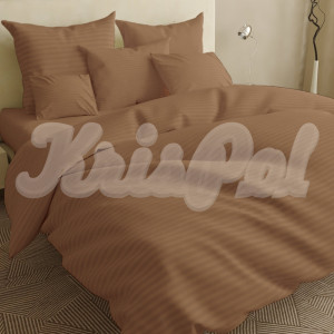 Двуспальное постельное белье ™KrisPol, бязь Lux 5110041-2, капучино (полоска)