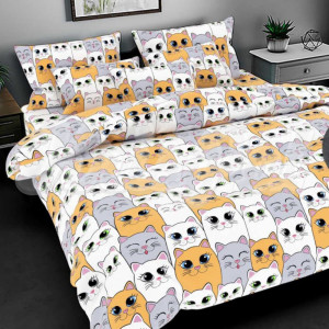 Полуторное постельное белье ™KrisPol, бязь Lux 5113080-1, "Солнечные котики"