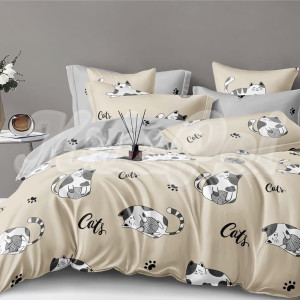 Полуторное постельное белье ™KrisPol, бязь Lux 513177-1, "Коты"