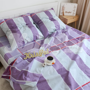 Полуторное постельное белье ™KrisPol, бязь Lux 513183-1, "Фиолетовый квадрат"