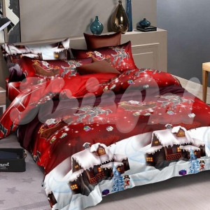 Полуторное постельное белье ™KrisPol, бязь Lux 517725-1, "Новогодний Санта"