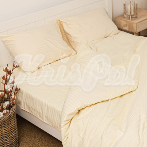 Полуторное постельное белье ™KrisPol, страйп-сатин 540507-1, (молочный)