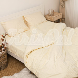 Семейное постельное белье ™KrisPol, страйп-сатин 540507-4, (молочный)