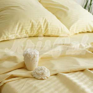 Двоспальное постельное белье ™KrisPol, страйп-сатин 540722-2, (пастельно-желтый)