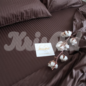 Полуторное постельное белье ™KrisPol, страйп-сатин 541012-1, (шоколад)