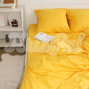 Двоспальное (Евро) постельное белье ™KrisPol, страйп-сатин 541212-3, (желтый)
