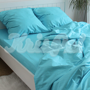 Семейное постельное белье ™KrisPol, страйп-сатин 543618-4, (ярко-голубой)