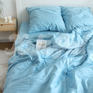 Полуторное постельное белье ™KrisPol, страйп-сатин 544411-1, (голубая нежность)