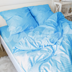 Полуторное постельное белье ™KrisPol, страйп-сатин 544814-1, (голубой)