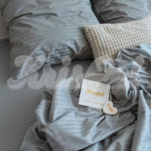 Полуторное постельное белье ™KrisPol, страйп-сатин 545102-1, (светлый серый)