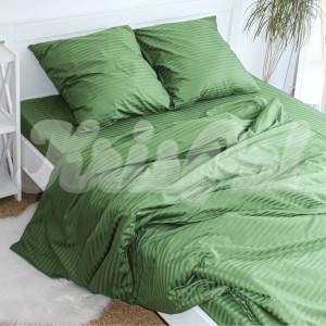 Двоспальное постельное белье ™KrisPol, страйп-сатин 546318-2, (матовый зеленый)