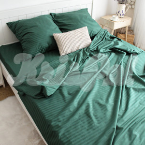 Двоспальное (Евро) постельное белье ™KrisPol, страйп-сатин 546350-3, (зеленый)