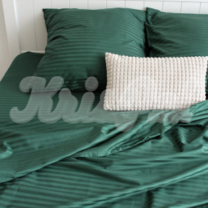 Двоспальное (Евро) постельное белье ™KrisPol, страйп-сатин 546350-3, (зеленый)