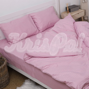 Семейное постельное белье ™KrisPol, страйп-сатин 54666-4, (нежный розовый)