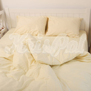 Семейное постельное белье ™KrisPol, страйп-сатин на резинке 550507-4, (молочный)