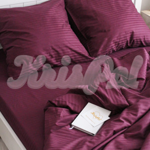 Семейное постельное белье ™KrisPol, страйп-сатин на резинке 551716-4, (темный фиолет)