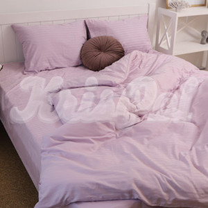 Двуспальное постельное белье ™KrisPol, страйп-сатин на резинке 553405-2, (лиловый)