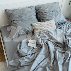 Семейное постельное белье ™KrisPol, страйп-сатин на резинке 555102-4, (светлый серый)