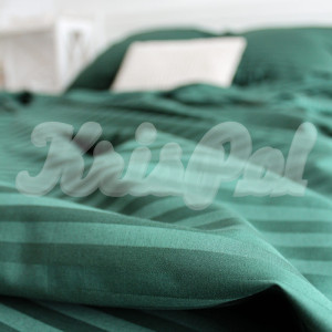Двоспальна постільна білизна ™KrisPol, страйп-сатин на резинці 556350-2, (зелений)