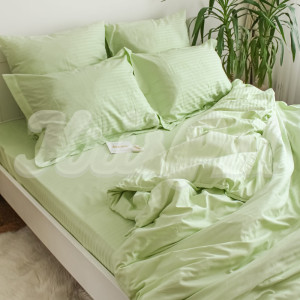 Двоспальное постельное белье ™KrisPol, страйп-сатин (4 наволочки) 560109-2, (весенний зеленый)