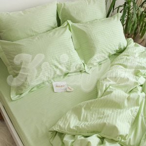 Двоспальное постельное белье ™KrisPol, страйп-сатин (4 наволочки) 560109-2, (весенний зеленый)