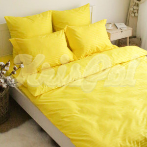 Двоспальное постельное белье ™KrisPol, страйп-сатин (4 наволочки) 56100-2, (лимонный)