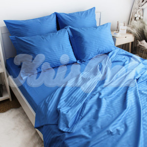Двоспальное постельное белье ™KrisPol, страйп-сатин (4 наволочки) 562171-2, (голубой)