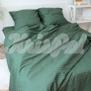 Полуторное постельное белье ™KrisPol, страйп-сатин 566114-1, (зеленый)