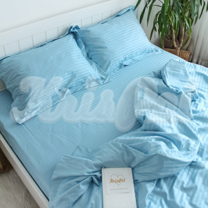 Двоспальна постільна білизна ™KrisPol, страйп-сатин King Size 574411-2, (блакитна ніжність)