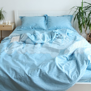 Двуспальное постельное белье ™KrisPol, страйп-сатин King Size 574411-2, (голубая нежность)