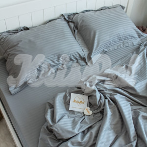 Двуспальное постельное белье ™KrisPol, страйп-сатин King Size 575102-2, (светло-серый)