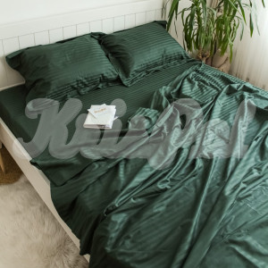 Двуспальное постельное белье ™KrisPol, страйп-сатин King Size 575917-2, (темно-зеленый)