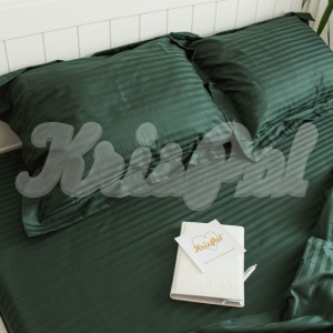 Семейное постельное белье ™KrisPol, страйп-сатин King Size 575917-4, (темно-зеленый)