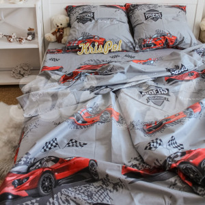 Детское полуторное постельное белье ™KrisPol, бязь Lux 614528, "Rally car"