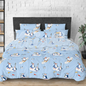 Детское полуторное постельное белье ™KrisPol, бязь Lux 615000, "Истории пингвинов"