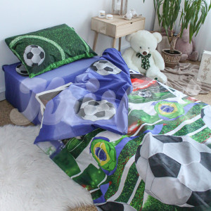 Детское полуторное постельное белье ™KrisPol, бязь Lux 617676, "Футбольное поле"