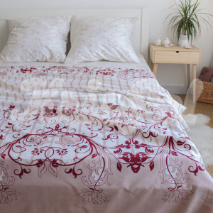 Двуспальное постельное белье ™KrisPol, сатин на резинке 77178-2, “Розовая нежность”