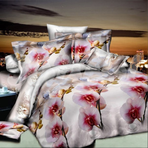 Двуспальное постельное белье ™KrisPol, полиэстер 851764-2, “Орхидеи”
