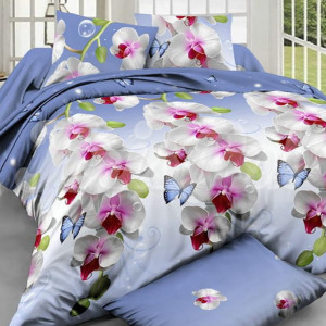 Полуторное постельное белье ™KrisPol, полиэстер 851801-1, "Ветвь орхидеи"