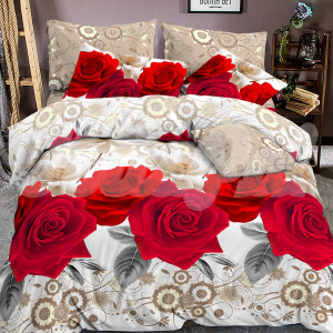 Двуспальное постельное белье ™KrisPol, полиэстер 853797-2, “Розы”