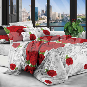 Полуторное постельное белье ™KrisPol, полиэстер 854047-1, “Розы”