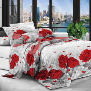 Полуторное постельное белье ™KrisPol, полиэстер 854203-1, “Розы”