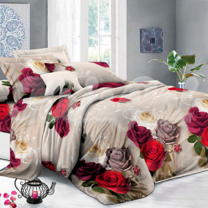Двуспальное (Евро) постельное белье ™KrisPol, полиэстер 85888-3, “Букет роз”