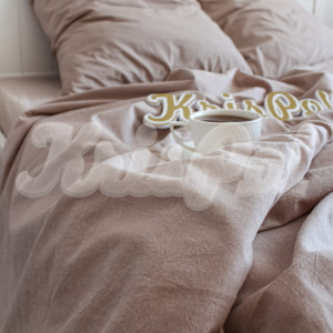 Полуторное постельное белье ™KrisPol, вареный хлопок 87112-1, (светлый беж)