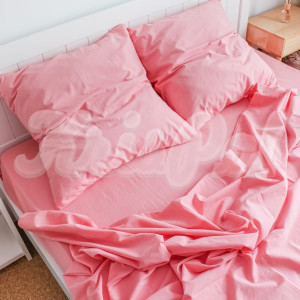 Полуторное постельное белье ™KrisPol, вареный хлопок 87113-1, (розовый)