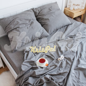 Полуторное постельное белье ™KrisPol, вареный хлопок 87115-1, (серый)