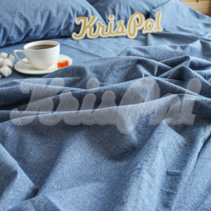 Полуторное постельное белье ™KrisPol, вареный хлопок 87117-1, (джинс)