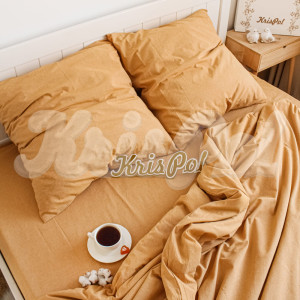 Двуспальное постельное белье ™KrisPol, вареный хлопок 87123-2, (песочный)